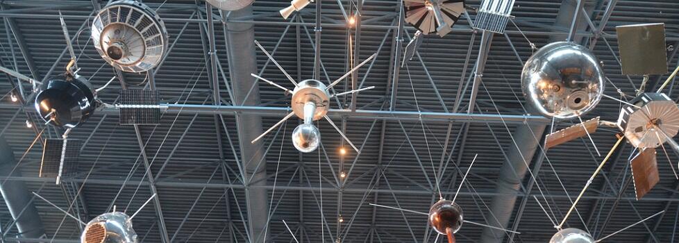 scientific art hanging from a ceiling