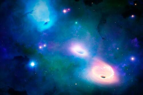 Artist’s interpretation of a dark cluster of black holes. Credit: Getty Images