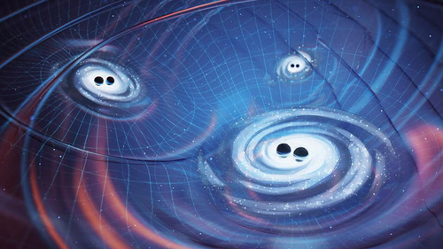 An illustration of the proposed network of gravitational waves. Credit: NANOGrav Illustration