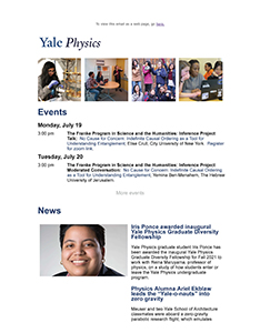 Physics Department Newsletter - July 16 &amp; 23, 2021