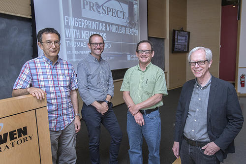 Langford with the Sambamurti Award Committee; left to right: George Redlinger, Langford, David Jaffe, and John Haggerty
