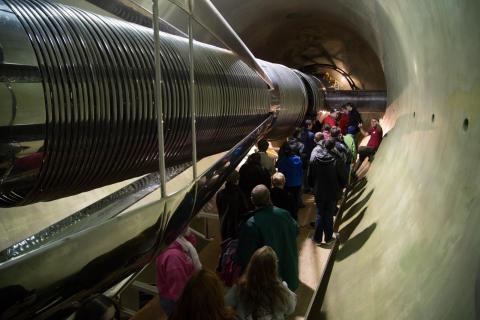 Visitors taking a tour inside the Yale tandem Van de Graaf particle accelerator. (photographer: I think Karsten?). Submitted by Danielle Norcini