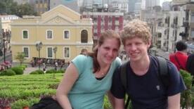 Adam Bouland and his girlfriend Alison Hoyt SM ’09, a fellow physics major, on their YUNA exchange trip to Asia in March 2008.