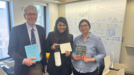 Steven Girvin, Shraddha Singh, and Shruti Puri after successful defense by Singh.