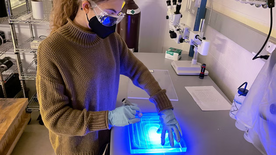 Samantha Pagan working on the CUPID (CUORE’s successor) Muon Veto System at Wright Laboratory. 