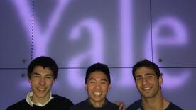 Devin Cody (SM '17, left), Alex Lee (TD '17, middle), and Jacob Marks (PC '17, right) receive Silver Medal in international University Physics Competition
